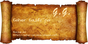 Geher Gajána névjegykártya